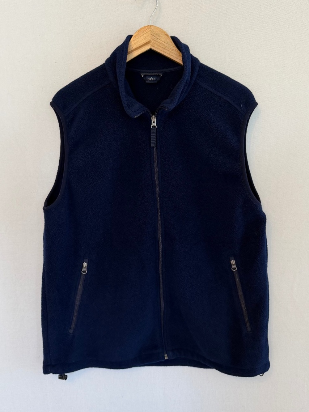 LANDS’ END Men’s Large (42-44) Navy Blue Fleece Full Zip Vest